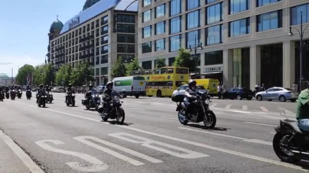 Berlin Germany June 2019 Riders Motorcycle Rally City Center — ストック動画