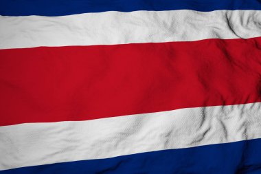 Full frame close-up on a waving Costa Rican flag in 3D rendering.