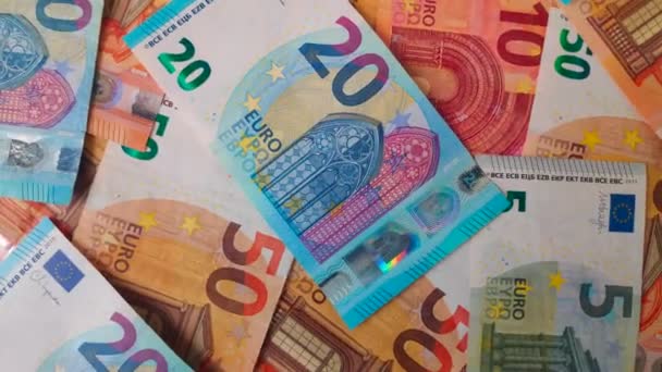Rotierender Stapel Euro Banknoten Als Hintergrund — Stockvideo