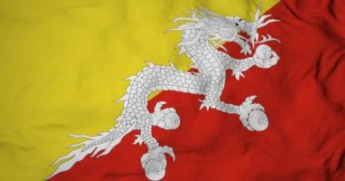 Bhutan bayrağının sallanan 3D görüntüsünün tam kare görüntüsü.
