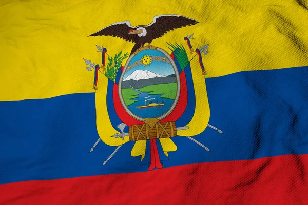 Vollbild Nahaufnahme Einer Wehenden Flagge Ecuadors Darstellung — Stockfoto