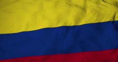 Kolombiya bayrağını 3 boyutlu olarak dalgalandırmak için tam kare yakın çekim.