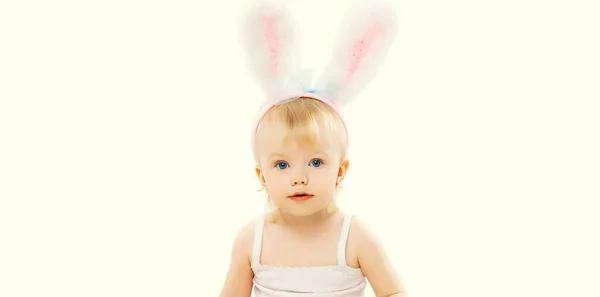 Portrait Cute Baby Rabbit Ears White Background — Stock Photo, Image