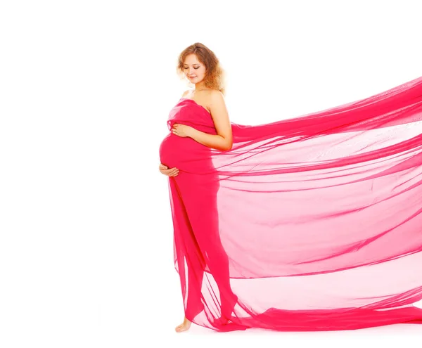 Schöne Schwangere Junge Frau Posiert Auf Weißem Hintergrund Stockfoto