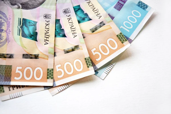 500 1000 Hrivnya Névértékű Bankjegyek Ukrán Pénz Üzleti Koncepció — Stock Fotó