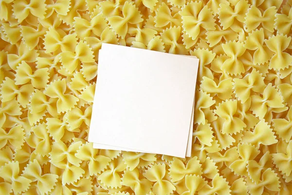 Lot Pasta Shape Butterfly Table Background Texture Blank Sheet Paper — Stockfoto