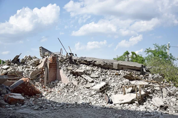 Ukrainian School City Kharkov Bombed Result Conflict Ukraine Russia War — Foto de Stock