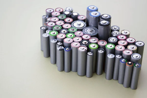 Used Batteries Proper Disposal Environmentally Soil Toxic Batteries Green Background — Stock Photo, Image