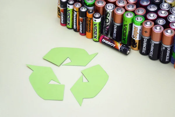 Kharkiv Ukraine June 2022 Used Batteries Proper Disposal Environmentally Soil — Fotografia de Stock