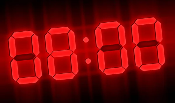 Red Glowing Neon Digital Clocks Dark Show Time — Fotografia de Stock