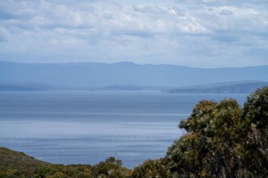 Avustralya 'da okyanus ve suyun yanındaki sahil ve sahile bakıyorum.