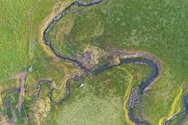 İnsansız hava aracı Avustralya 'da sığır çiftliği üzerinde uçuyor.