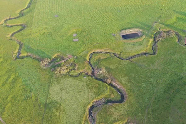 Drone Voando Sobre Uma Fazenda Gado Bovino Austrália — Fotografia de Stock