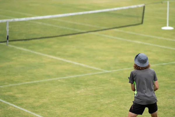 Amateur Playing Tennis Tournament Match Grass Halle Germany — Stock Photo, Image