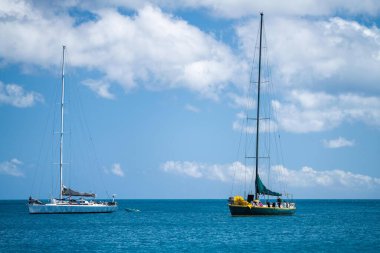 Denizde yelkenli teknesi