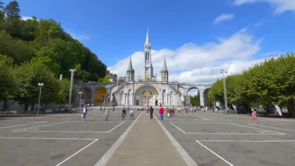 Lourdes France August 2021 Sanctuary Our Lady Lourdes Famous Pilgrimage — Stock Video