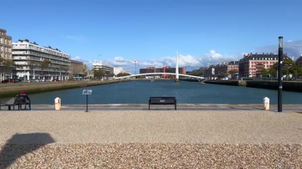 Havre Francia Agosto 2021 Centro Havre Normandia Francia Con Ponte — Video Stock