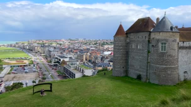 Dieppe Γαλλία Ιουλίου 2021 Πανοραμική Φωτογραφία Μεσαιωνικού Κάστρου Και Πανοράματος — Αρχείο Βίντεο