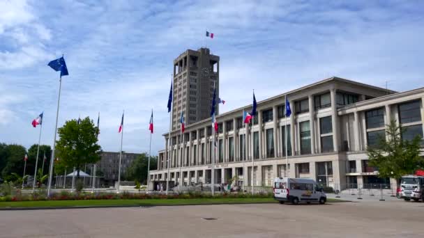 Havre France August 2021 City Hall Havre Work Architects Auguste — Stock Video