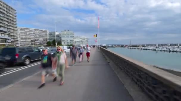 アーヴル フランス 2021年8月8日 ノルマンディーのル アーヴル港の遊歩道上のハイパー ラプス — ストック動画