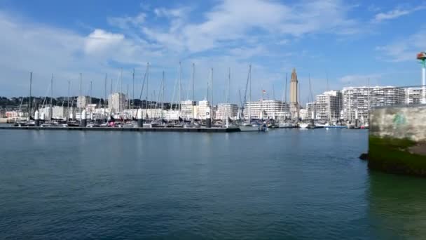 Havre França Agosto 2021 Cityscape Chegada Com Barco Marina Havre — Vídeo de Stock