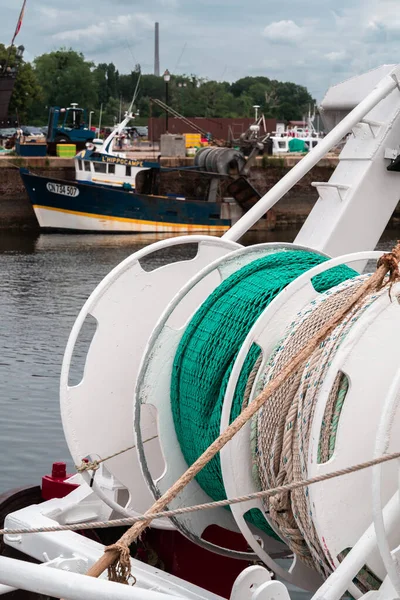 Honfleur Francia Agosto 2021 Redes Pesca Enrolladas Una Estructura Blanca —  Fotos de Stock