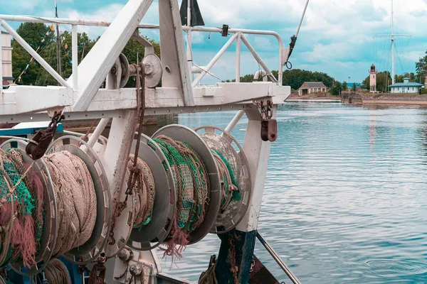 Honfleur Francia Redes Pesca Una Estructura Transporte Del Barco Pesquero —  Fotos de Stock