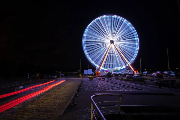 Spinnendes Riesenrad Hafen Von Honfleur Normandie Und Eine Leichte Spur — Stockfoto