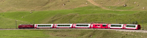 Disentis Switzerland August 2021 Glacier Express Swiss Brand Tourist Panoramic — Stock Photo, Image