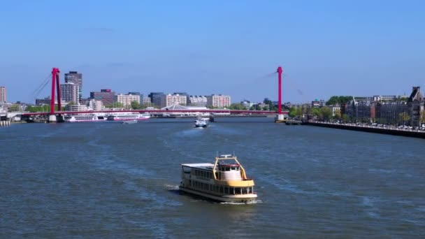 네덜란드 로테르담 2022 로테르담에 항해하는 다리와 현대식 — 비디오