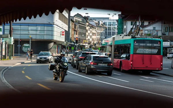 Biel Schweiz Mai 2022 Blick Auf Das Stadtleben Verkehr Auf — Stockfoto