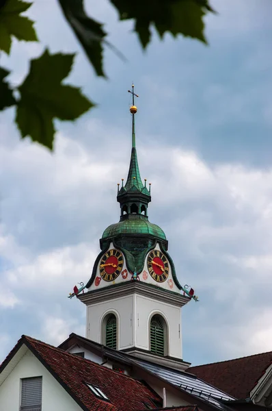 Bell Tower Kussnacht Rigi Church Canton Schwyz Switzerland — стоковое фото