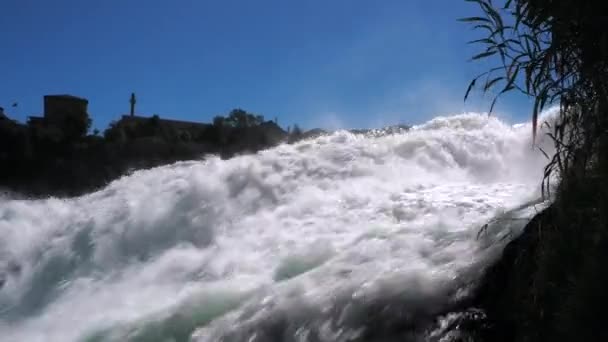 Rushing Water Rhine Waterfalls Switzerland — 图库视频影像