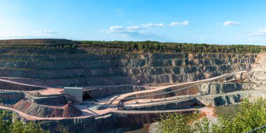 Flechtingen, Germany - August 7, 2022: Quarry in Flechtingen, a municipality in the Borde district in Saxony-Anhalt, Germany.
