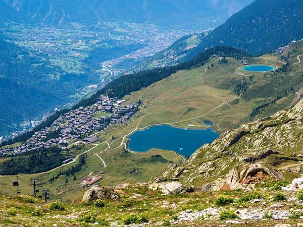 上からの眺め観光地Bettmeralp Lake Bettmersee Valais Switzerland — ストック写真