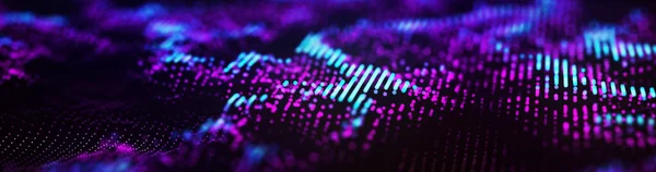 3D粒子波 技术背景概念动态波3D渲染 未来的点波 — 图库照片