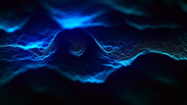 Futuristic point wave. Abstract background with a dynamic wave.Connecting background. Abstract wave. Artificial intelligence. Big data technology 3d rendering — Stock Photo, Image