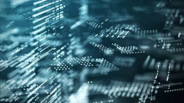 Soyut siber punk şehri. Teknolojik geçmiş. Mikrodevre ve bilgisayar parçaları. Geleceğin şehri. 3d oluşturma