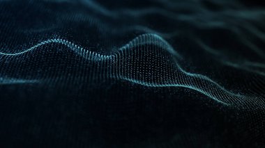 Parçacık dalgası. Gelecekçi nokta dalgası. Dinamik dalgalı soyut bir arkaplan. 3d oluşturma