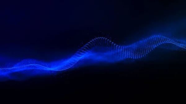 Wave of particles. Futuristic point wave. Abstract background with a dynamic wave. 3d rendering