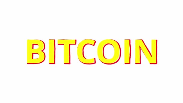 Bitcoin-Zeichen auf weißem Hintergrund. Banner mit Kryptowährungssymbol — Stockvideo