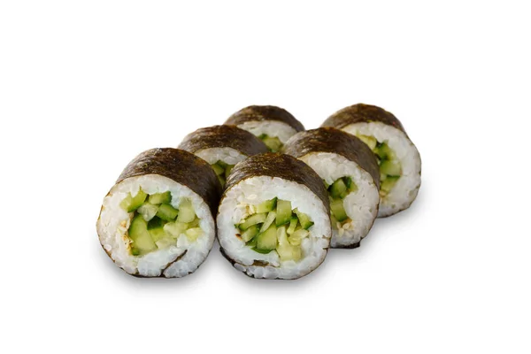 Sushi Roll Cucumber Sesame Seeds Isolated White Background — Stock Photo, Image