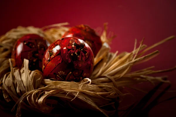 Red traditional easter eggs — Stock Photo, Image