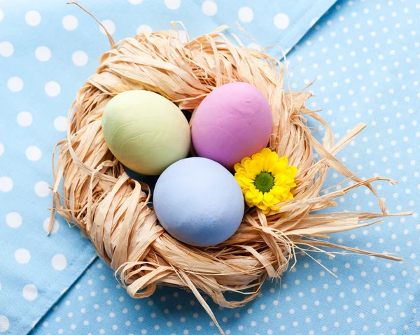 Three easer eggs on napkin — Stock Photo, Image