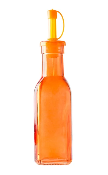 Leere orangefarbene Glasflasche — Stockfoto