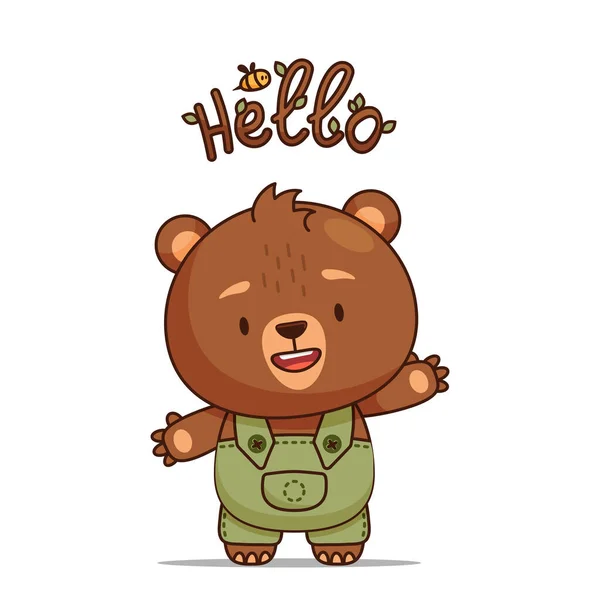 Baby Bear Green Overall — Stock Vector