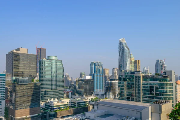 Vacker Stadsbild Med Många Höghus Och Låg Byggnad Bangkok Thailand — Stockfoto