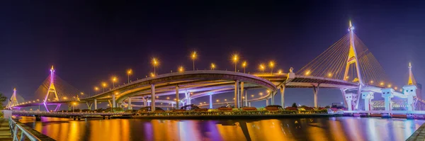 Beautiful Scenic Light Highway Bridge River Garden Open Dam Thailand — Stock Photo, Image