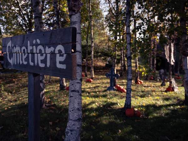 Пампушки Лісі Кладовище Французькою Мовою Хелловін Осінній Урожай Сезон Походження — стокове фото