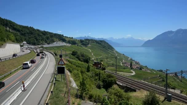 Time Lapse Highway Lavaux Vineyard Lake Geneva Puidoux Vaud Canton — Video